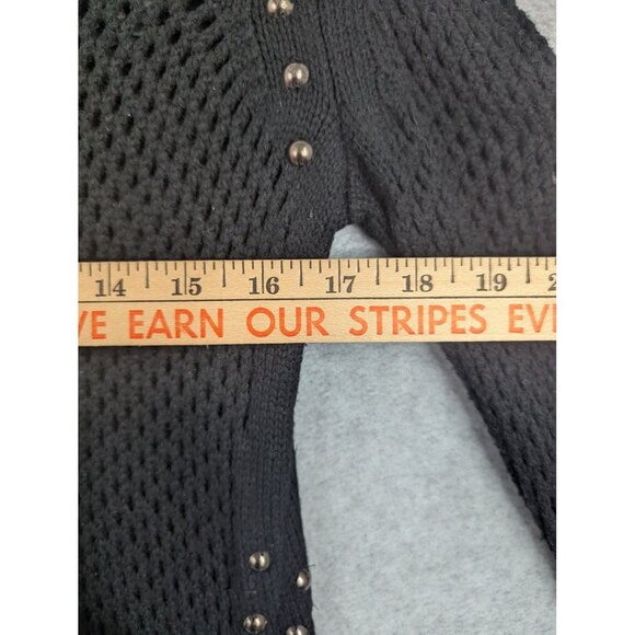 Rock & Republic Sweater Womens Small Black Studded Open Knit Pullover Top Chic - Picture 3 of 8